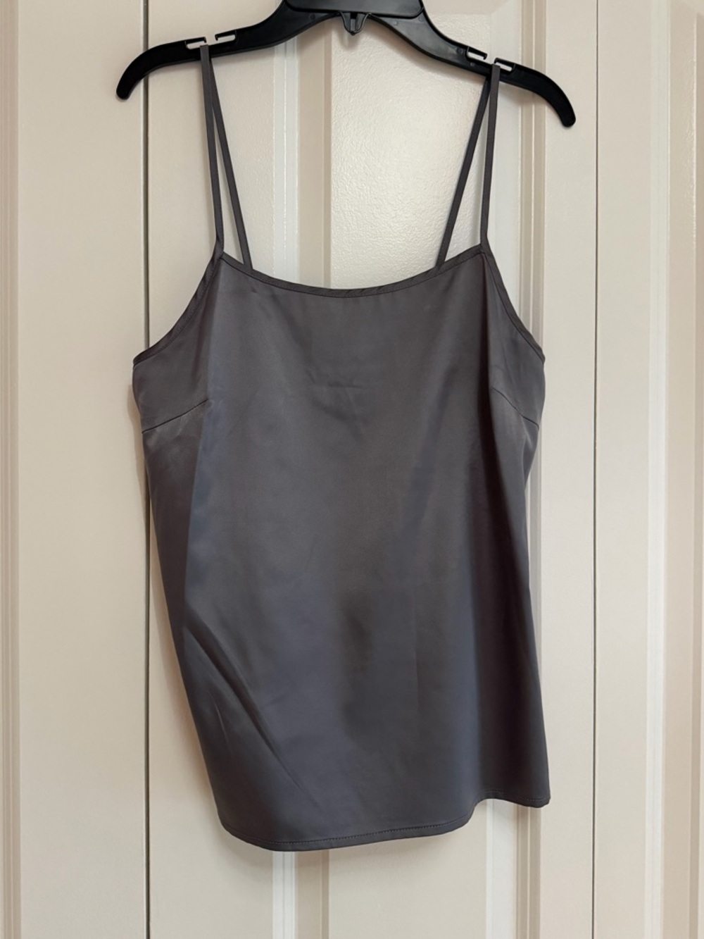 MM Couture Satin Cami Tank Top Gray Adjustable Straps Size Medium